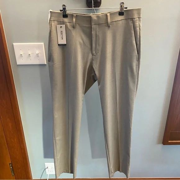 kenneth cole reaction dress pants slim fit Kenneth Cole Mens Dress Pants 36 x 30 Oatmeal Beige Reaction Slim-Fit Stretch